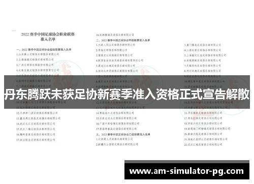丹东腾跃未获足协新赛季准入资格正式宣告解散
